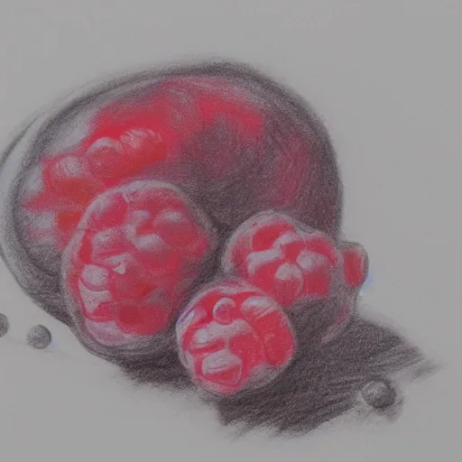 Image similar to charcoal sketch of a raspberry