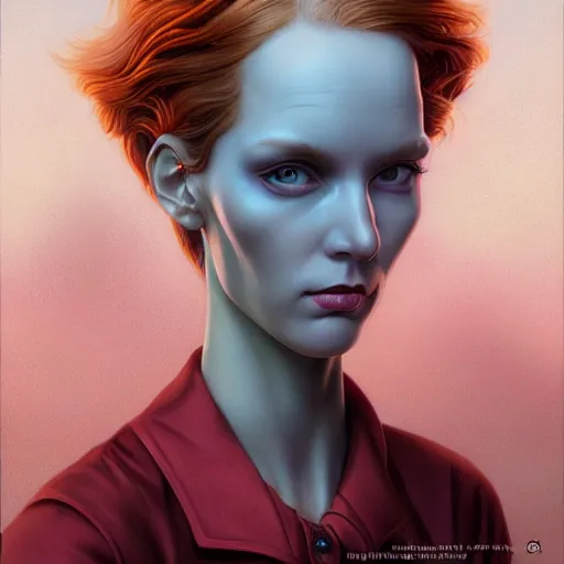 Prompt: Lofi pale redhead BioPunk Lovecraft Lovecraftian portrait, Pixar style, by Tristan Eaton Stanley Artgerm and Tom Bagshaw.