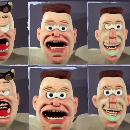 Prompt: harris ford really annoyed, claymation, creepy, weird faces