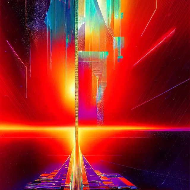 Prompt: a chain of interconnected dots, plexus effect, blockchain, symmetry, intricate, volumetric lighting, beautiful, rich deep colors masterpiece, sharp focus, ultra detailed, in the style of john harris