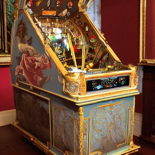 Image similar to rococo-style pinball machine