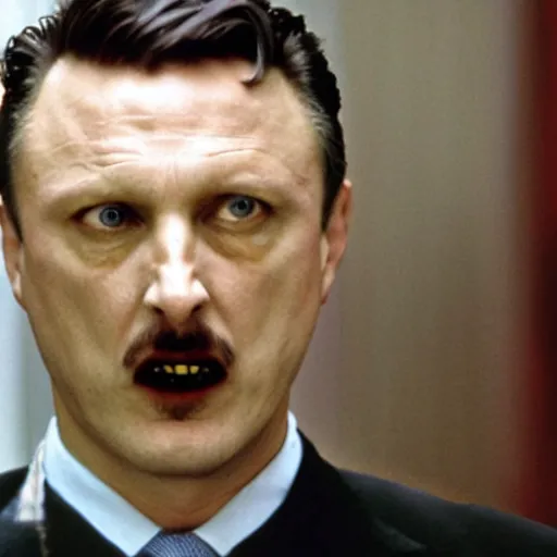 Prompt: Igor Ghirkin Strelkov as The American Psycho, cinematic still