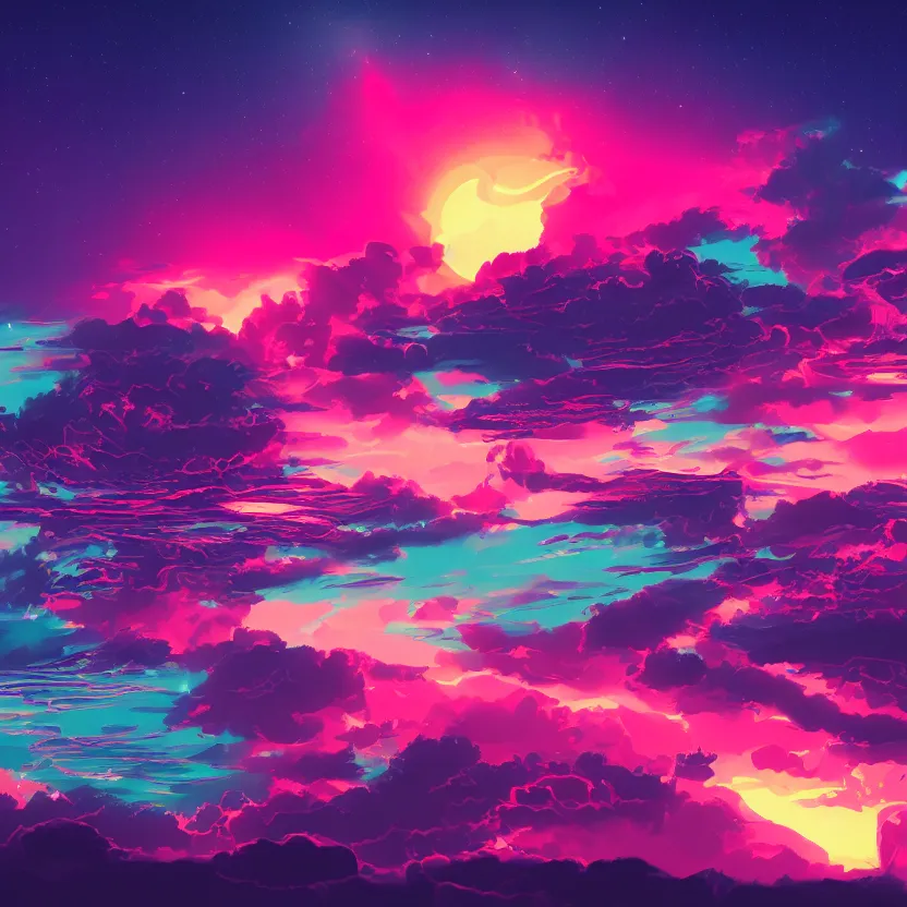 Image similar to the sky, retrowave epic art, trending on art station