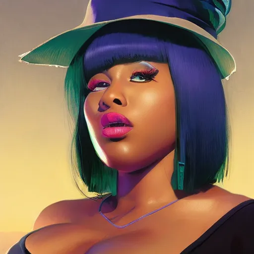 Image similar to 4k headshot of thicc Nikki Minaj from Macfarlane comics, killing with green fire by Craig Mullins, ilya kuvshinov, krenz cushart, epic , artgerm trending on artstation by Edward Hopper and Dan Mumford and WLOP and Rutkovsky, beksinski carl spitzweg moebius and tuomas kocar, intricate artwork by caravaggio, Unreal Engine 5, Lumen, Nanite , 4K headshot of godlike clown with defined arms and open hands and bloody clothes with giant mandala wings , intricate face , flawless anime cel animation by Kentaro Miura, psychedelic , highly detailed upper body , professionally post-processed , beautiful, scary, symmetry accurate features, epic, octane rendered, anime masterpiece, accurate