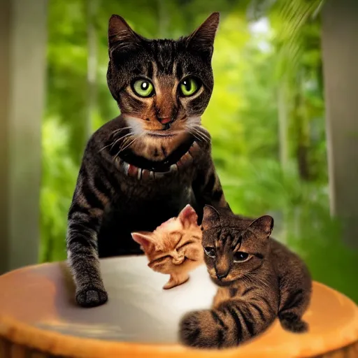 Image similar to cat woman is born in 3d 8k photo nature magazine