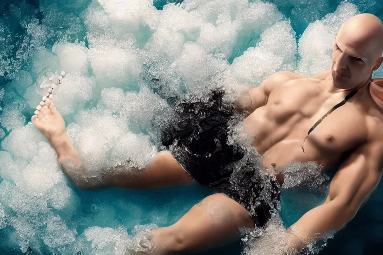 Prompt: hyperrealistic film still of hitman swimming in a pool of slushie at 7 1 1 stunning 3 d render, inspired by istvan sandorfi & greg rutkowski & unreal engine, perfect facial symmetry, dim volumetric cinematic lighting, 8 k octane comprehensive render, extremely hyper - detailed, incredibly lifelike attributes, intricate, real flesh texture, masterpiece, artstation, stunning,