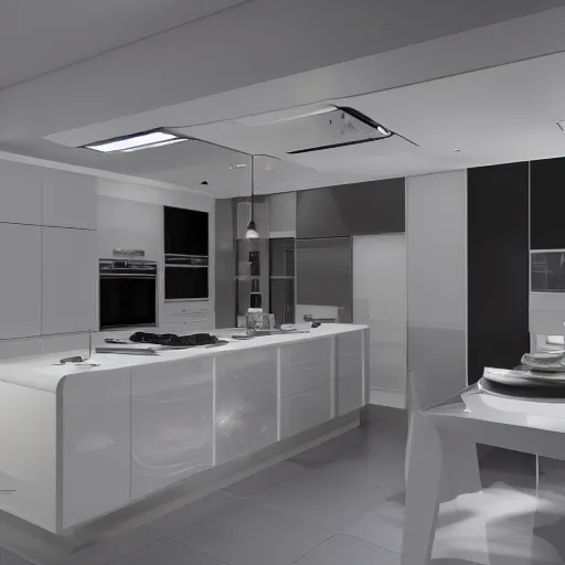 Image similar to futuristic kitchen, cosy lighting, ultra realistic details 8k