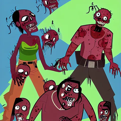 Image similar to zombie apocalypse by genndy tartakovsky, detailed