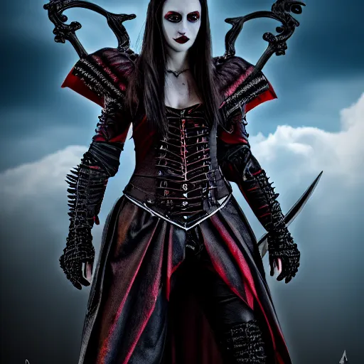 Image similar to full body photo of a beautiful vampire warrior, highly detailed, 4k, HDR,