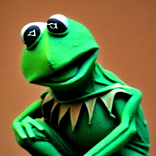 Prompt: The Thinker Kermit the frog by Auguste Rodin