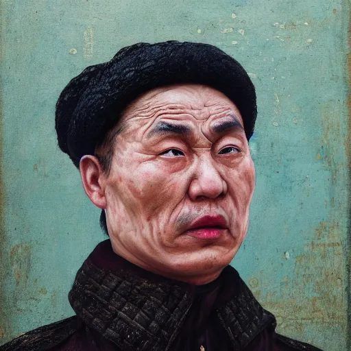 Image similar to chinese uyghur muslim prisoner and melting wax, wearing victorian rags, elite, disfigured, drooling, moist, unnatural movement, they are unhappy, bizzaro, baroque, renaissance, by emedios varo and anato finnstark and fenghua zhong, hyperrealism, 8 k, 3 d, masterpiece, texture