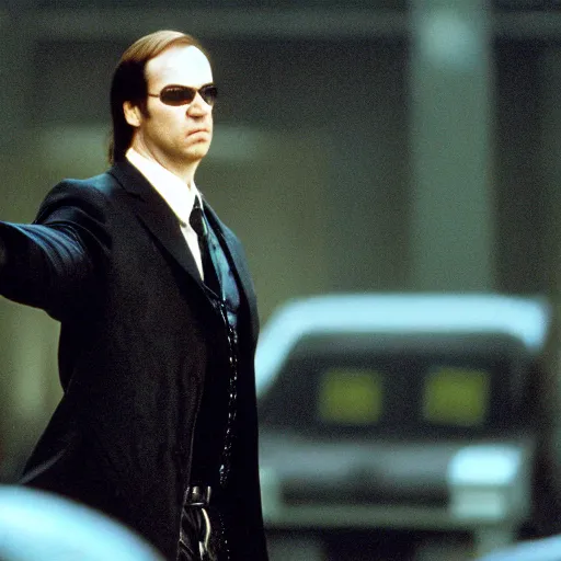 Image similar to saul goodman as neo in the matrix ( 1 9 9 9 )