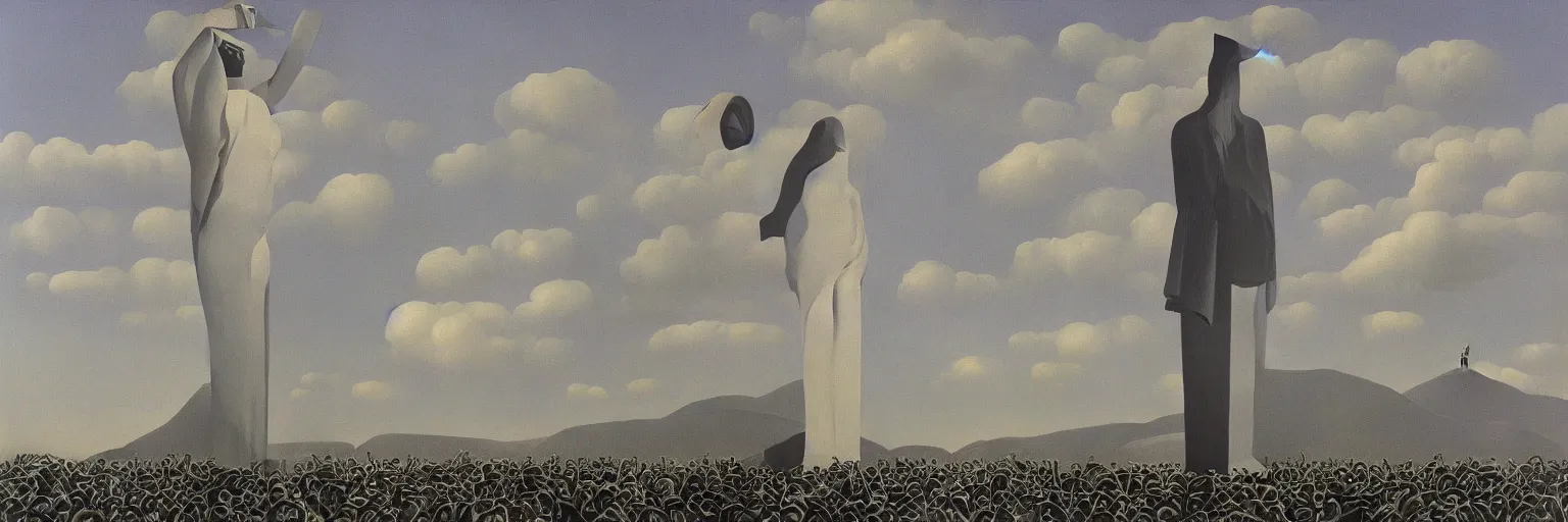 Prompt: cristo redentor rio painting magritte