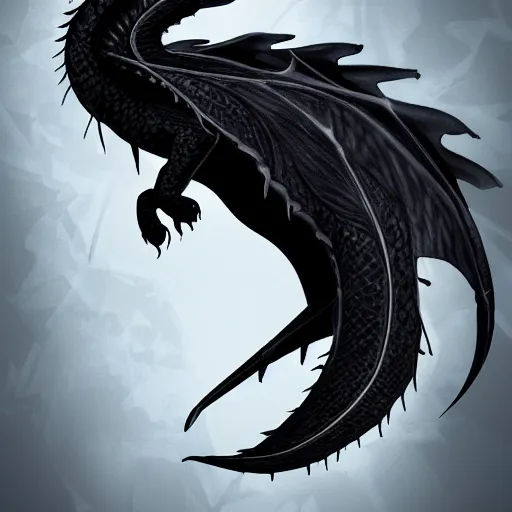 Prompt: A black evil dragon, digital art