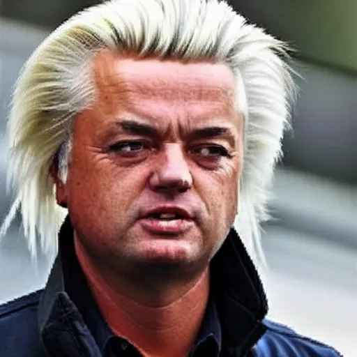 Image similar to geert wilders with static hair, hair raised up in spikes