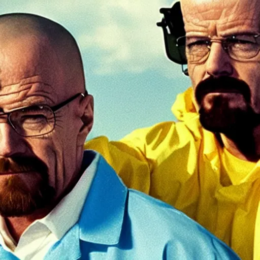 Image similar to A still of Breaking Bad of Walter White working as an employee of Los Pollos Hermanos, cinematographic