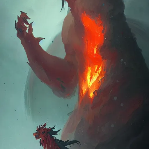 Image similar to Flema, the fire demon by studio ghibli and greg rutkowski