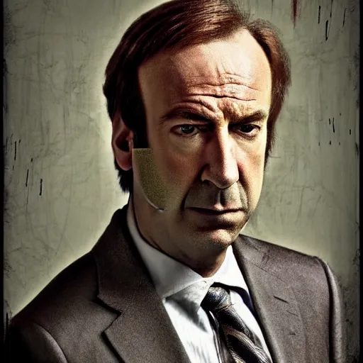 Prompt: a low resolution messy colorized mugshot of saul goodman, grainy, messy, grunged up, low resolution, low quality, realistic, hyperrealistic, 8 k resolution, hd quality, detailed, very detailed, highly detailed, intricate details, trending on artstation, colored, colorized