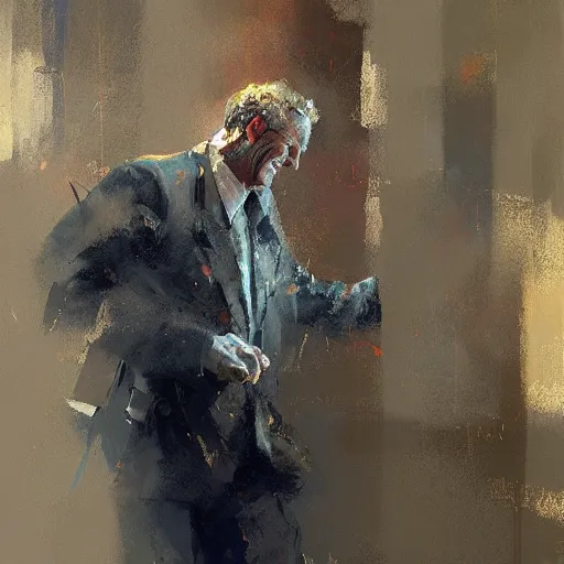 Image similar to a happy man, painted by Craig Mullins