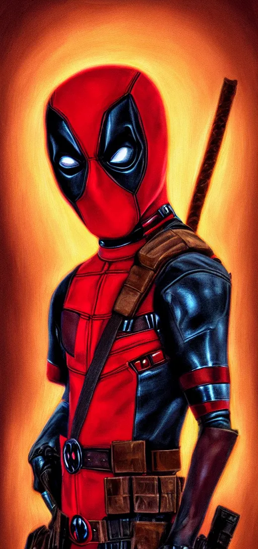 Image similar to portrait of baby deadpool, elegant, glowing lights, highly detailed, paiting painting, hdr