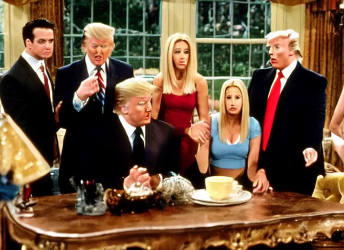 Image similar to film still of donald trump in the tv show friends