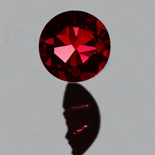 Image similar to a bright garnet. artstation. high detail. photo. there is a face visible in the garnet