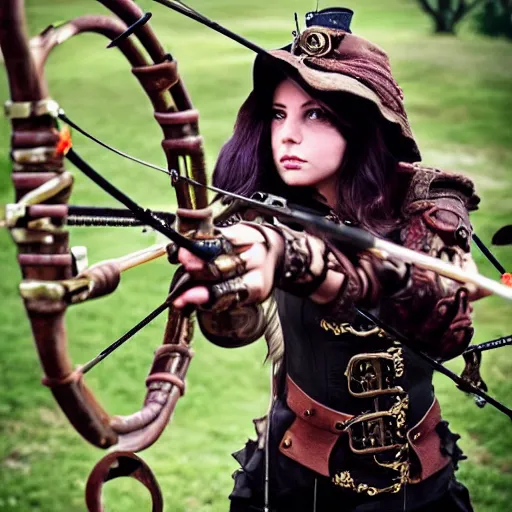 Image similar to photo of a female steampunk archer