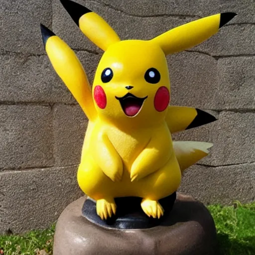 Image similar to Pikachu Sculpture made out of pebbles