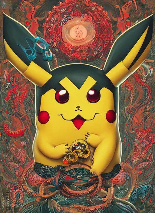 Prompt: Lovecraftian Chuthlu Pikachu portrait by Tristan Eaton_Stanley Artgerm and Tom Bagshaw,