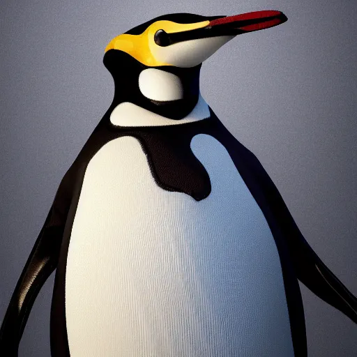 Prompt: stunning Cybernetic anthropomorphic penguin with sharpen teeth ,Gothic art, atmospheric, ominous, eerie, cinematic, Epic, 8k, 4k, ultra detail, ultra realistic, rendered by awesomeness, John Singer Sargent