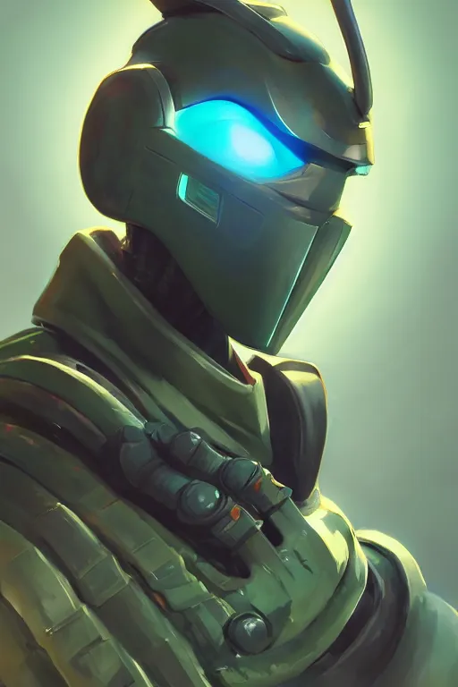 Image similar to epic mask helmet robot ninja portrait stylized as fornite style game design fanart by concept artist gervasio canda, behance hd by jesper ejsing, by rhads, makoto shinkai and lois van baarle, ilya kuvshinov, rossdraws global illumination radiating a glowing aura global illumination ray tracing hdr render in unreal engine 5