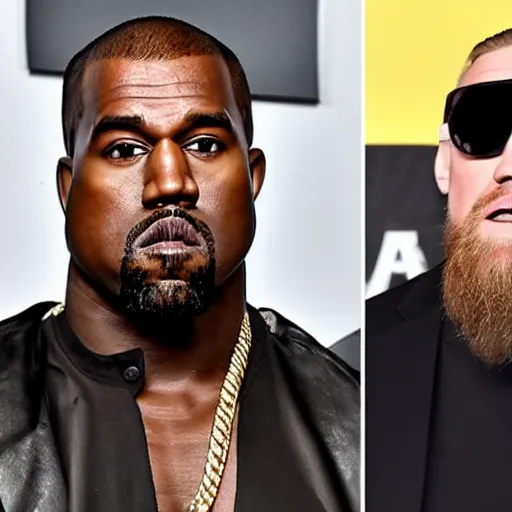 Image similar to kanye west, john cena, conor mcgregor all hanging out