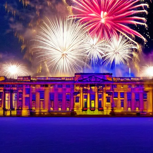 Image similar to Buckingham Palace moved to Washington DC, Fourth of July 2022 Patriotism and Fireworks, God Bless America