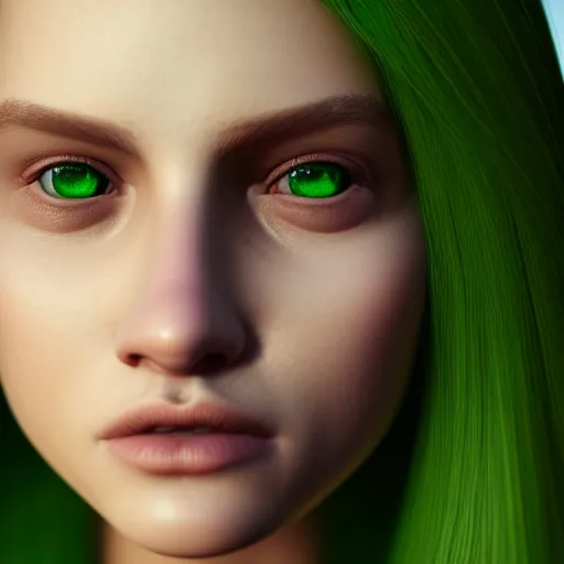 Prompt: headshot portrait, beautiful face of a girl, green eays, multicolored hair, a tear on his cheek, ultra realistic, hyperrealism, perfect faces, fine details, by brom, by gerald, 4 k, octane render, unreal engine