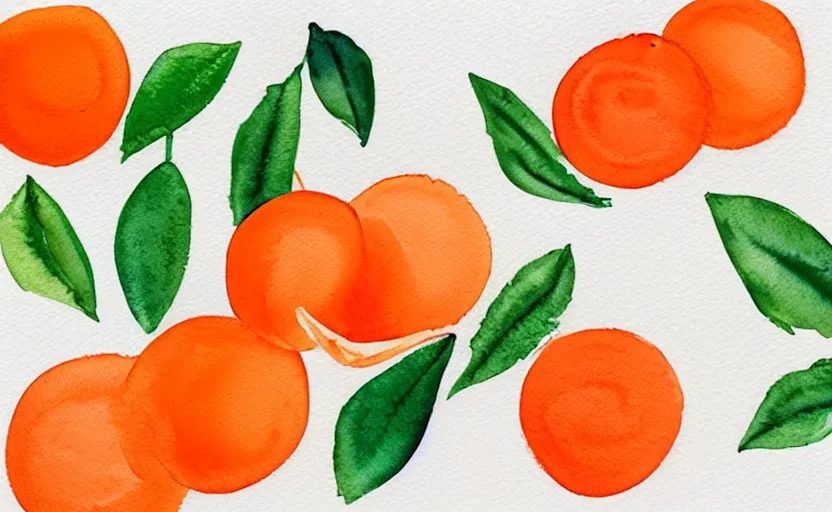 Image similar to minimalist watercolor art of oranges in the style of raissa oltmanns