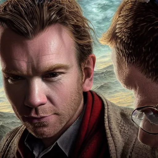 Image similar to hyperrealistic mixed media high resolution painting of Ewan McGregor as Harry Potter, stunning 3d render inspired art by István Sándorfi and Greg Rutkowski and Unreal Engine, perfect symmetry, dim volumetric lighting, 8k octane beautifully detailed render, post-processing, extremely hyper-detailed, intricate, epic composition, highly detailed attributes, highly detailed atmosphere, cinematic lighting, masterpiece, trending on artstation, very very detailed, masterpiece, stunning, flawless structure, lifelike texture, perfection,