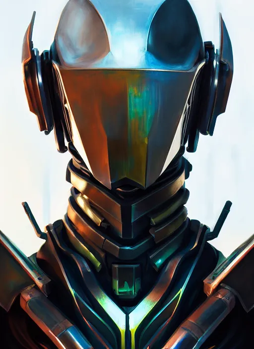 Prompt: dynamic medium shot painted portrait, cyberpunk armor, cool metallic colours, project jhin, sharp smooth details, caustics, unreal engine, matte painting concept art, fanart artstation by kevin christian muljadi and entei ryu and oldgun - k and jesper ejsing and rhads and lois van baarle and ilya kuvshinov and rossdraws