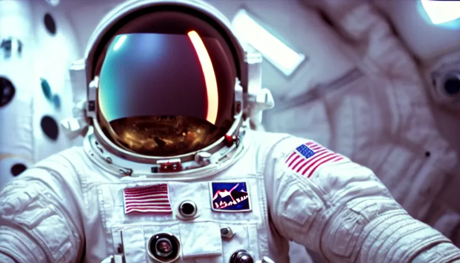 Image similar to movie still of a closeup of an astronaut, medium shot, cinematic composition, cinematic light, anamorphic lens