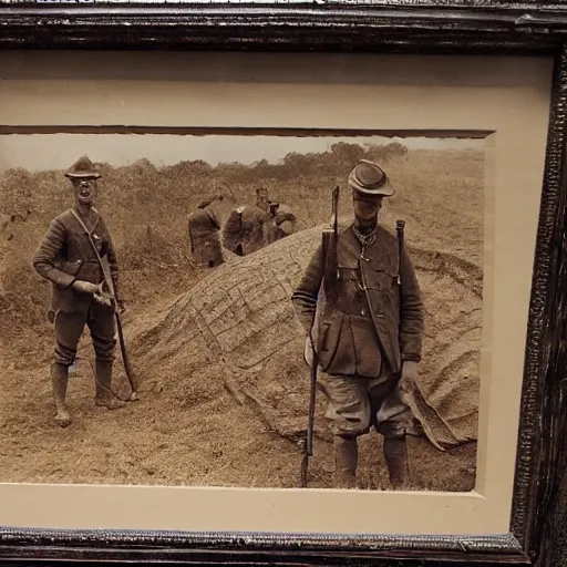 Image similar to ultra detailed photorealistic sepia - toned photograph from 1 9 1 7, a british officer in field gear standing at an archaeological dig site near megra, ultra realistic, painted, intricate details, lovecraft, atmospheric, dark, horror, brooding, highly detailed, by angus mcbride