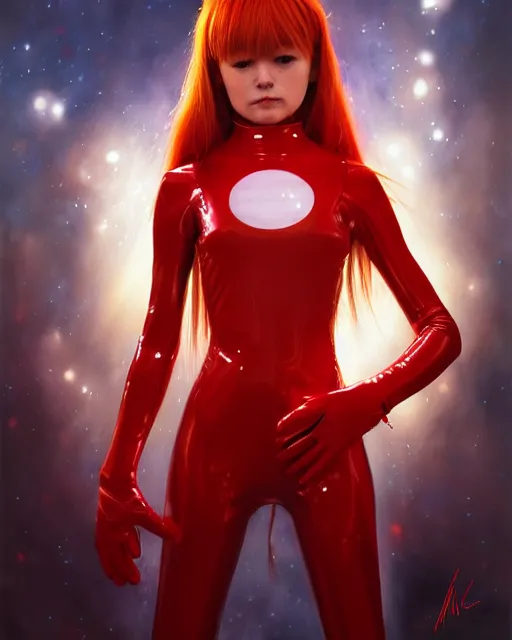 Prompt: asuka langley soryu wearing plugsuit, award winning photograph, radiant flares, realism, lens flare, intricate, various refining methods, micro macro autofocus, evil realm magic painting vibes, hyperrealistic painting by michael komarck - hollywood cosplay