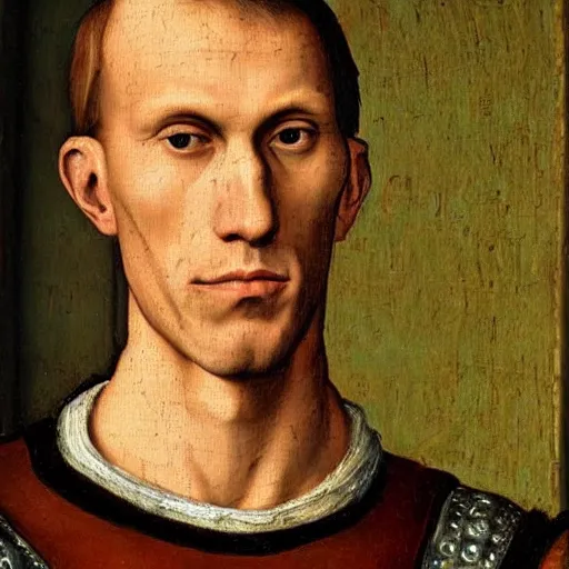 Image similar to A 15th century medieval renaissance oil painting of Jerma985, portrait of Jerma985, grainy, realistic, very realistic, hyperrealistic, highly detailed, very detailed, extremely detailed, very neat, very epic, very cool, detailed, trending on artstation