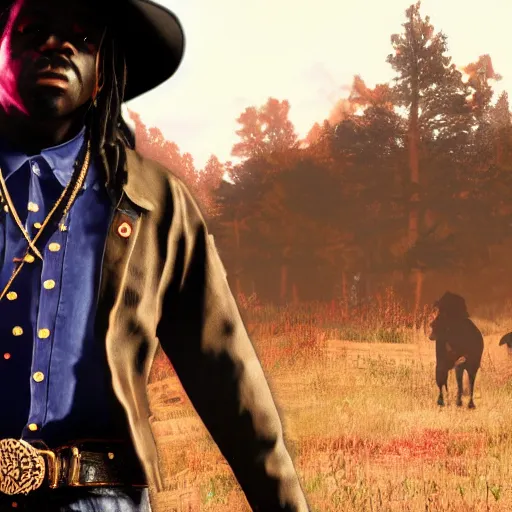 Image similar to Rapper Chief Keef In red dead redemption 2 digital art 4K quality super realistic