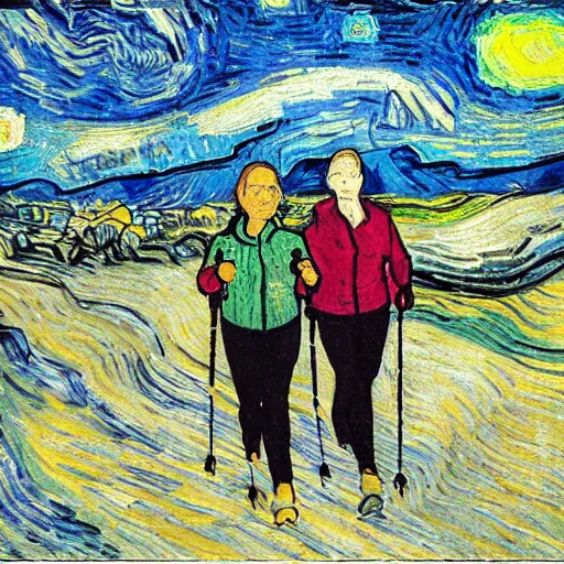 Image similar to julia robberts nordic walking by van gogh