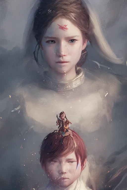 Image similar to a fancy portrait of a child princes by Greg Rutkowski, Sung Choi, Mitchell Mohrhauser, Maciej Kuciara, Johnson Ting, Maxim Verehin, Peter Konig, final fantasy , mythical, 8k photorealistic, cinematic lighting, HD, high details, atmospheric,