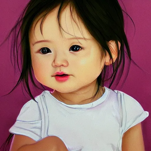 Image similar to very cute baby with cameron diaz face, shin min jeong, trending on artstation