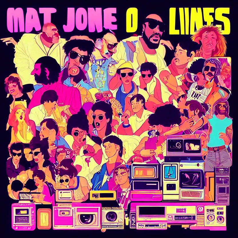 Prompt: “life in the 80s, digital art in the style of Mad Dog Jones”