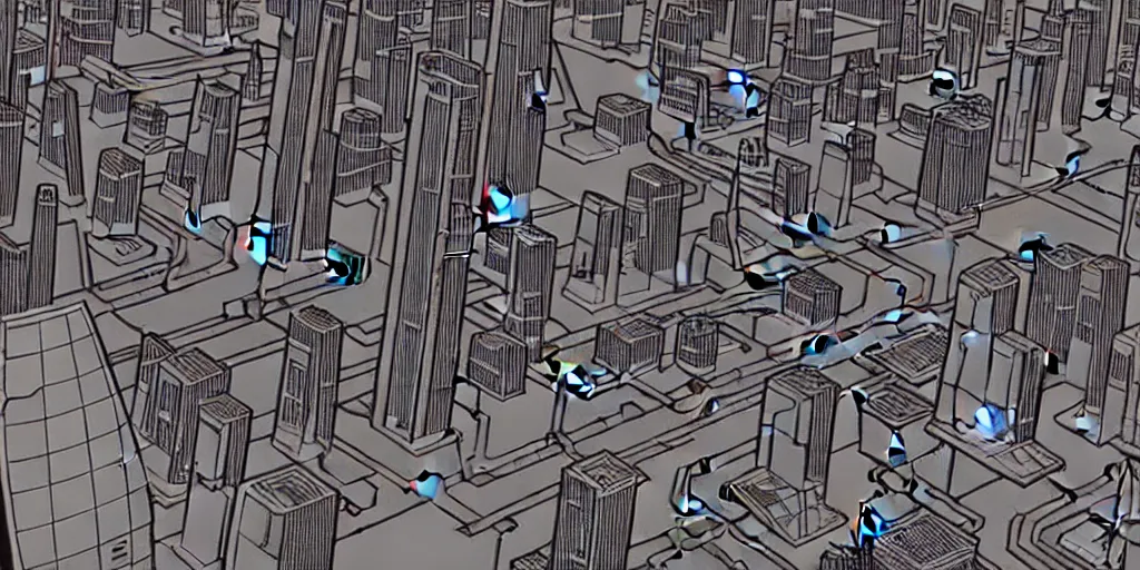 Image similar to areal view of mechanical futuristic utopian brutalist city in the style of Akira!