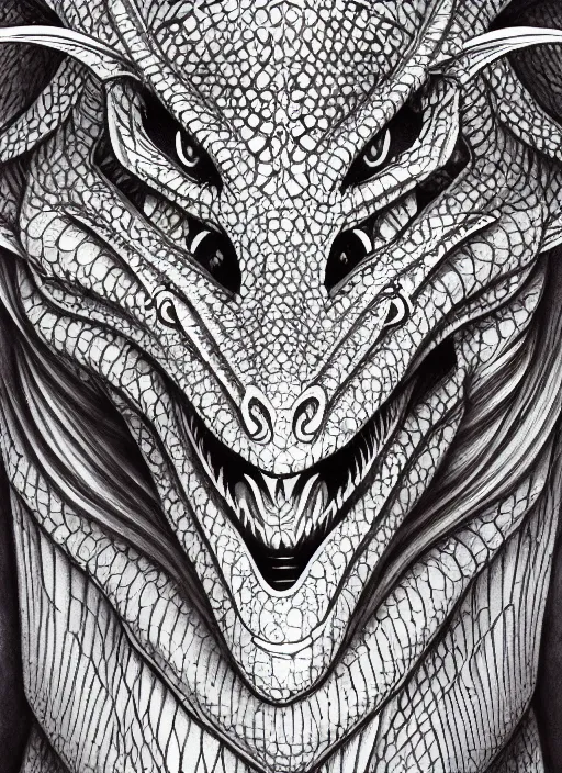 Image similar to highly detailed picture of great dragon, sketch, manga, edge of the universe, perfectly face, highly detailed, masterpiece, trending on artstation, golden ratio, cinematic romantic magical, perfect intricate highly detailed painting by akira, masashi kishimoto,, digital art