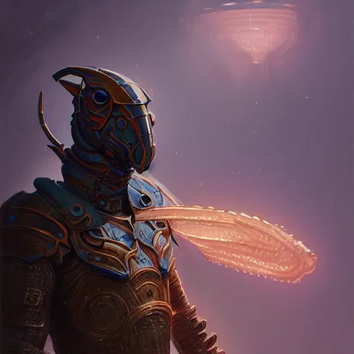 Image similar to anthropomorphized ((seahorse)), galactic crusader, detailed bronze armor, fantasy, intricate, elegant, digital painting, trending on artstation, concept art, sharp focus, illustration by Gaston Bussiere and greg rutkowski, beeple, 4k.