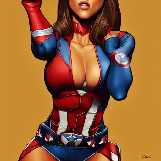 Prompt: jessica alba as captain america by artgerm